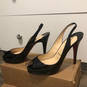 Christian Louboutin Slingback Peeptoe Leather Heel